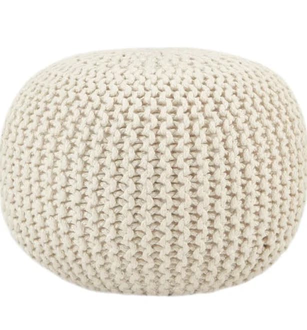 Jaipur Living Asilah Indoor/Outdoor Solid White Round Pouf