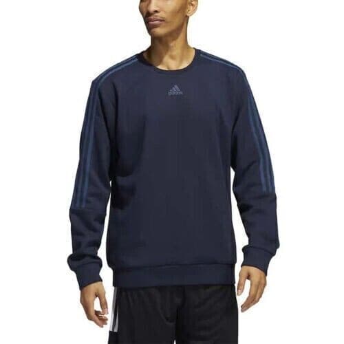 adidas Men's 3 Stripe Regular Fit Crew Sweatshirt, Navy Small