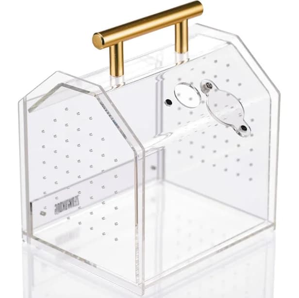 5.5"×4.7"×6.6" Acrylic Jumping Spider Enclosure - Magnetic-Door Terrarium Habitat, Ventilated Home For Spiders, Tarantulas, Snails, Mantises & Small