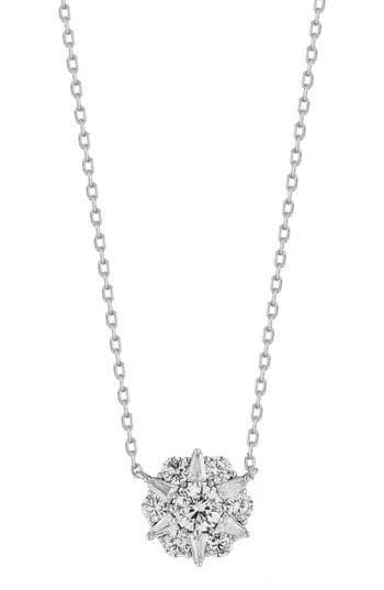 GLAZE JEWELRY Women's Cubic Zirconia Flower Pendant Necklace