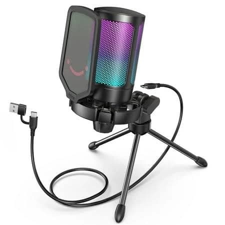 FIFINE a6v Gaming USB Microphone for PC PS5 Condenser Mic with Quick Mute