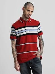 Premium Red Striped Polo T-Shirt