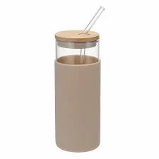 Silicone Sleeve Straw Tumbler - Tan