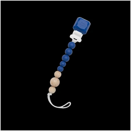 Colour Pop Wood & Silicone Blue Pacifier Clip