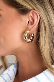 Gold Twisted Hoop Earrings - All Jewelry | Red Dress