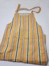 Williams Sonoma Yellow Striped D-Ring Full Chef Apron Pockets Baker Cotton USA