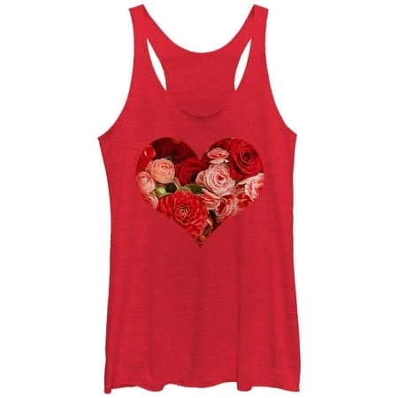 Lost Gods Women's Floral Print Heart Racerback Tank Top