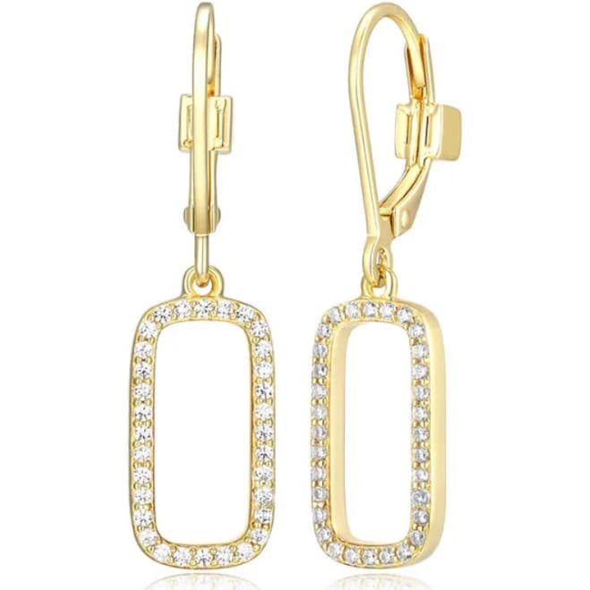 ELLE Allure 2.0 Collection Sterling Silver Rectangle CZ Earrings
