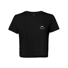 Dalix Smile Face Embroidered Cotton Relaxed Fit Short Sleeve Crewneck Tee Shirt Womens in Heather Dust L Large - Walmart.com