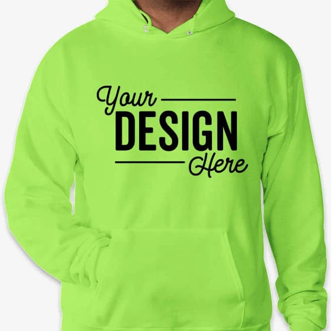 Custom Hanes EcoSmart 50/50 Pullover Hoodie - Lime - Size L - Sample