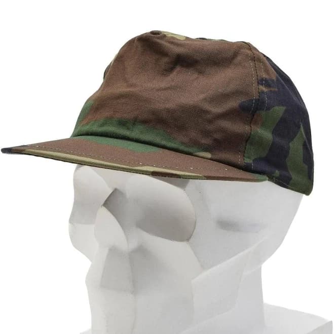 Military Camouflage Cap with Woodland Pattern