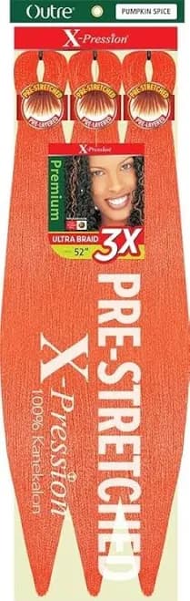 X-pression Expression Outre Braiding Hair 3x Pre-stretched 52" Pumpkin