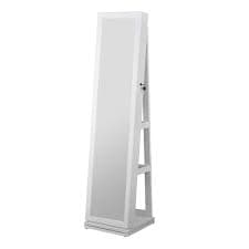 White Full Length Mirror 360° Swivel Jewelry Cabinet AM1222D-239 - The Home Depot