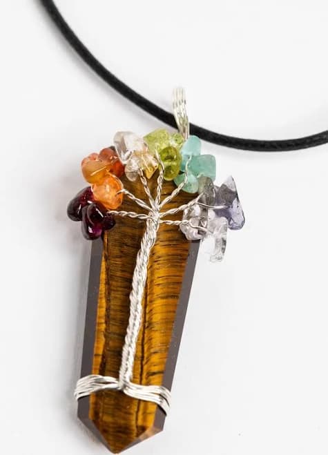 Tree Of Life Wrapped Stone Pendant