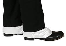 Premium Mens Button Spats - White Satin / White Buttons (One Pair)