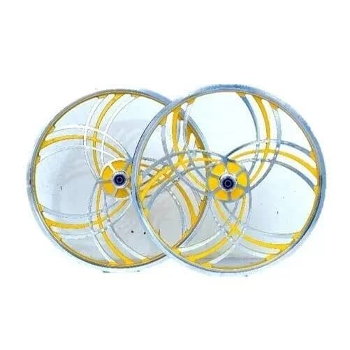 Bmx Bike Pair Of 20" Bicycle Mag Wheels Set 6 Spoke Yellow - Faster