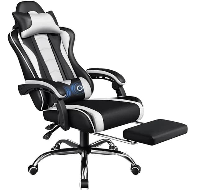 Alden Design Ergonomic High Back Gaming Chair with Massage Lumbar Pillow