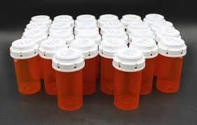 Lot of 26 Empty Prescription Pill Bottles Orange w/ Childproof Caps Pharmacy