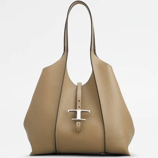 Tod's - T Timeless Shopping Bag in Leather Small, Beige, - Bags