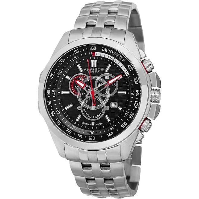 Akribos Men's XXIV Chronograph Tachymeter Stainless Steel Bracelet Watch
