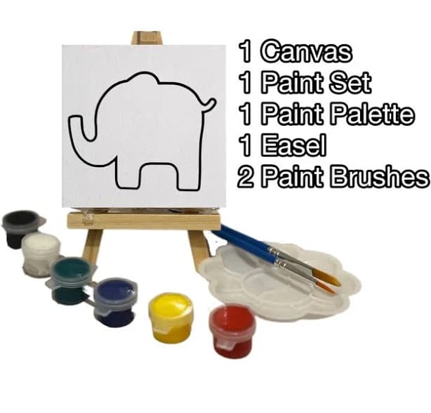 Canvas and paints 3x3" art party favor pack and activity elephant theme