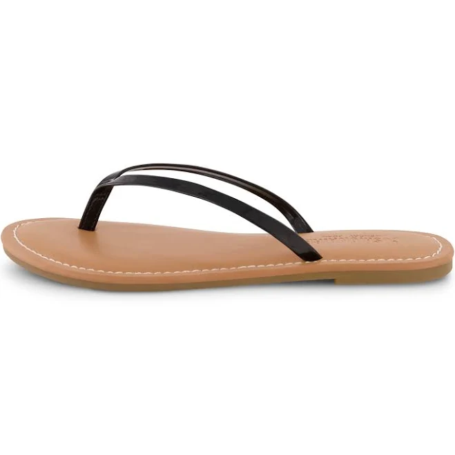 Cushionaire Women's Cora Thong Sandal Black Patent / Wide / 7