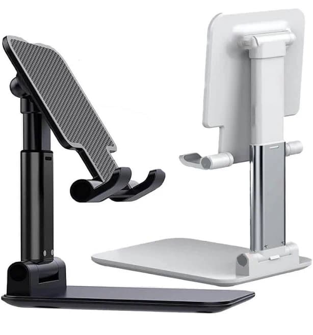 OBJLGEV 2-Piece Adjustable Angle Height Foldable Portable Cell Phone Stand for Desk Compatible with IPhone Smartphones