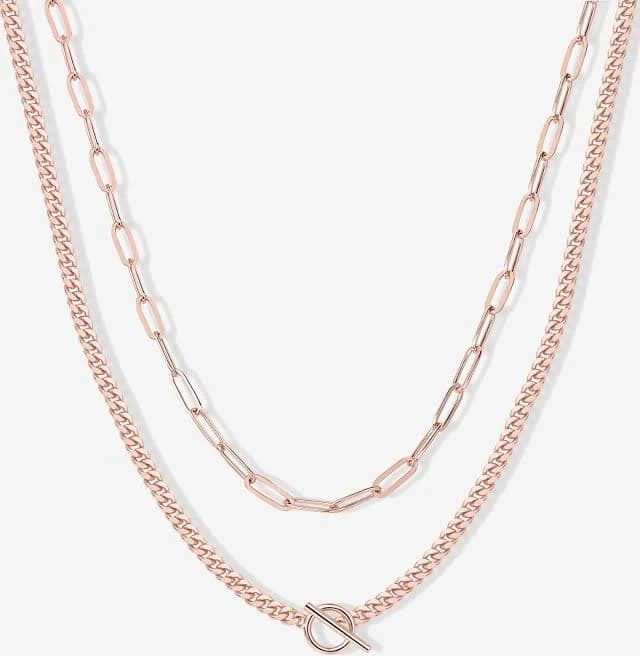 PAVOI Women's Layered Chain Circle Necklace