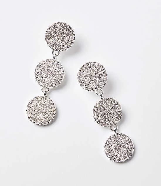 Loft Women's Pave Circle Triple Drop Earrings