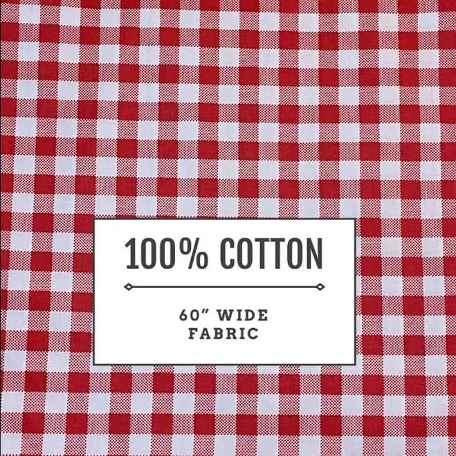 60" Width 100% Cotton Fabric Sold by the Yard Red and White Plaid Checkered Picnic Blanket Gingham Sewing Clothing Sheets Curtain Quilting