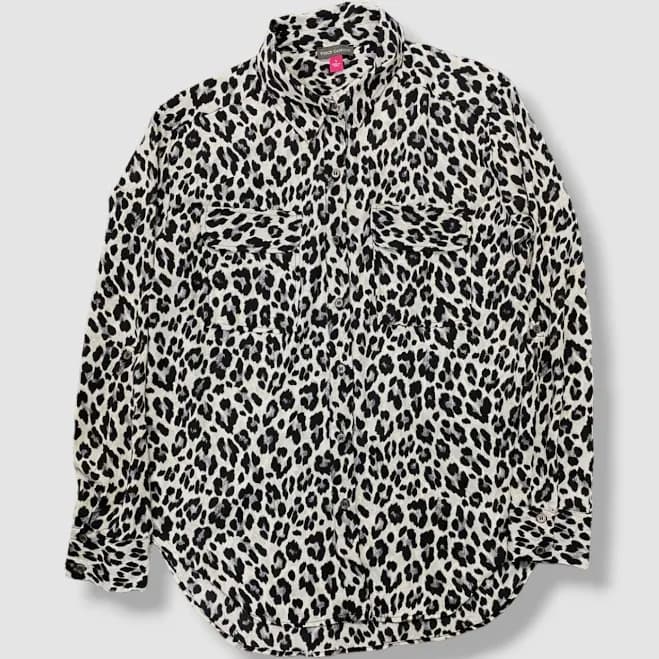 Vince Camuto Women's Leopard-Print Roll Tab Button-Down Shirt