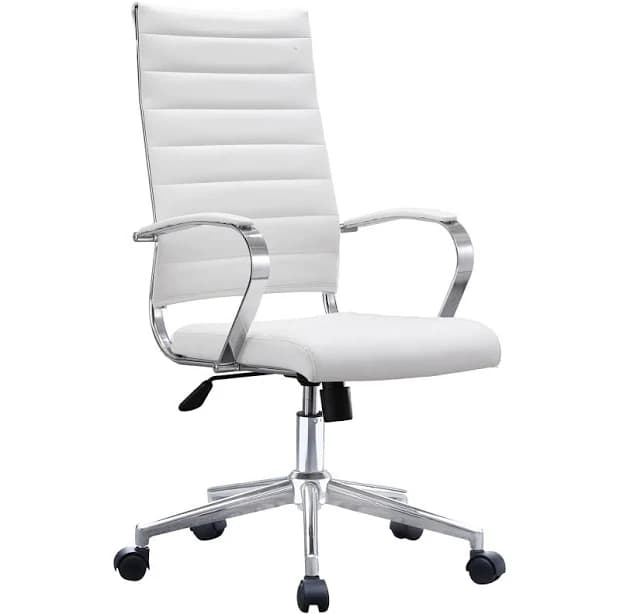 Modern High Back Office Chair Ribbed PU Leather Swivel Tilt Conference Room Computer Desk Boss