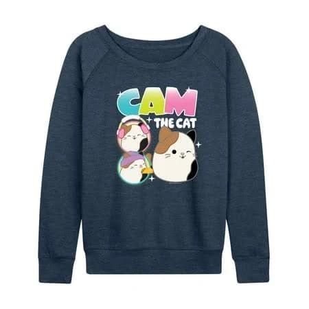 Squishmallows Cam The Cat Women's French Terry Long Sleeve Pullover