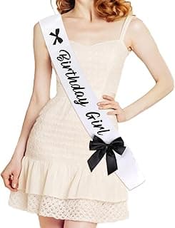 Cheereveal Bow Birthday Party Decorations for Girls Black and White, Birthday Girl Sash, Black Bow Accessory, Bridal Shower Bachelorette Party Supplies