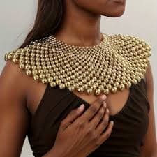 1pc fan shaped beaded golden womens neck chain hollowed - Temu United Kingdom