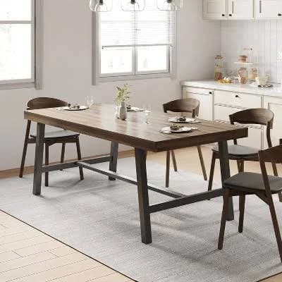 71 inch Rectangular Modern Farmhouse Kitchen Table Dining Table Adjustable Feet Sturdy Long Dining Room Table