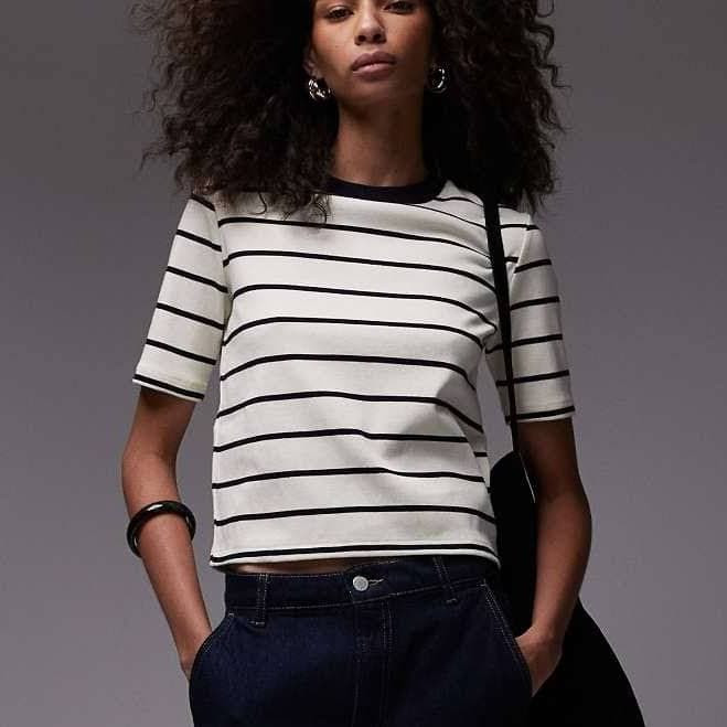 MANGO Women's Striped Cotton T-Shirt
