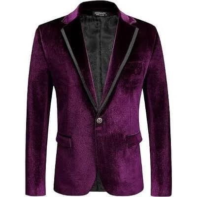 COOFANDY Men's Velvet One Button Tuxedo Jacket