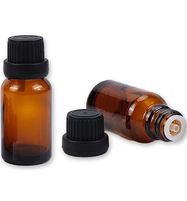 Amber Glass Bottle for Essential Oil with Orifice Reducer Dropper and Cap 15ml / 0.5 Oz Essential Oil Perfume Bottles Jars Tools