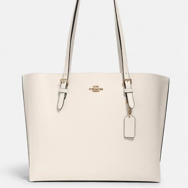 Coach Bags | Coach White Leather Tote With Gold Hardware | Color: Cream/White | Size: Os | Jamielynn874's Closet