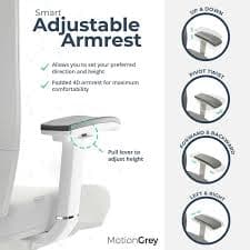 MotionGrey Cloud Mesh Series Executive Ergonomic Computer Desk Home Office Chair with 4D Armrest & Lumbar Support - White - Walmart.com