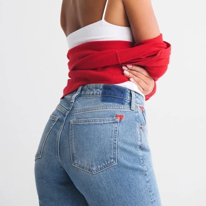 Women's abercrombie & fitch Curve Love High Rise 90s Relaxed Embroidered Jean