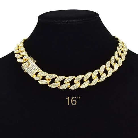 18K Gold Plated CZ Pave Cuban Link Choker