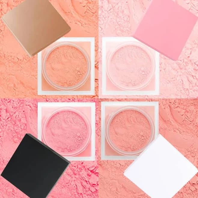 Wholesale customized round blush compact powder box empty makeup box cosmetic packaging plastic loose powder blush powder 5g net wt blush powder form