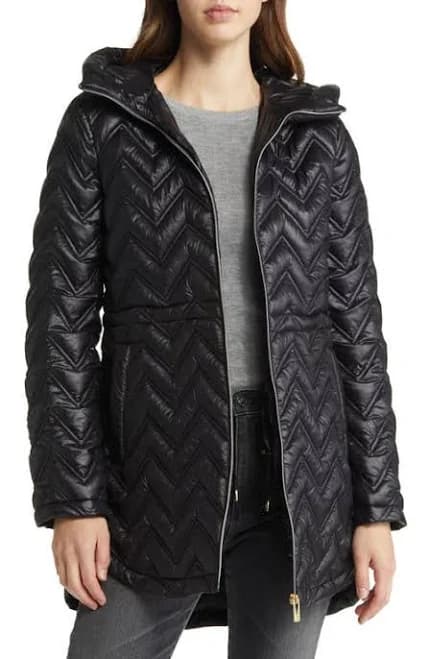 Via Spiga Women's Chevron Quilted Puffer Coat