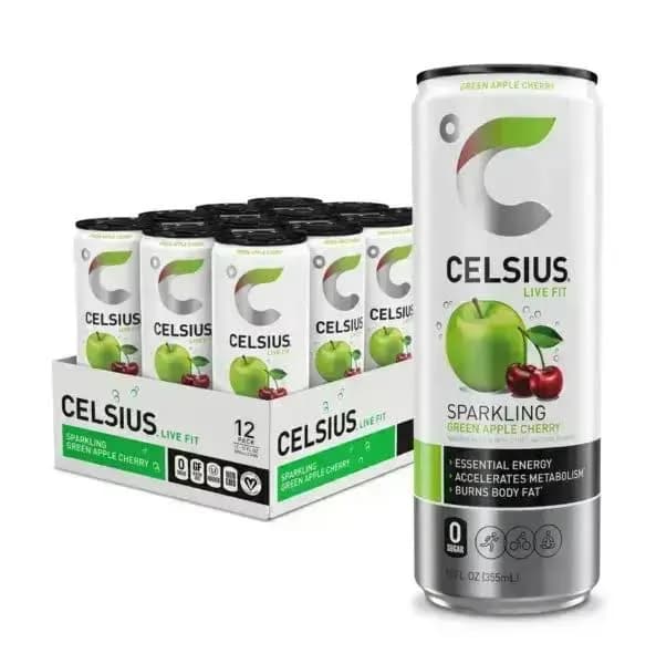 Celsius Green Apple Cherry Sparking, 12 Oz Can (24 pack)