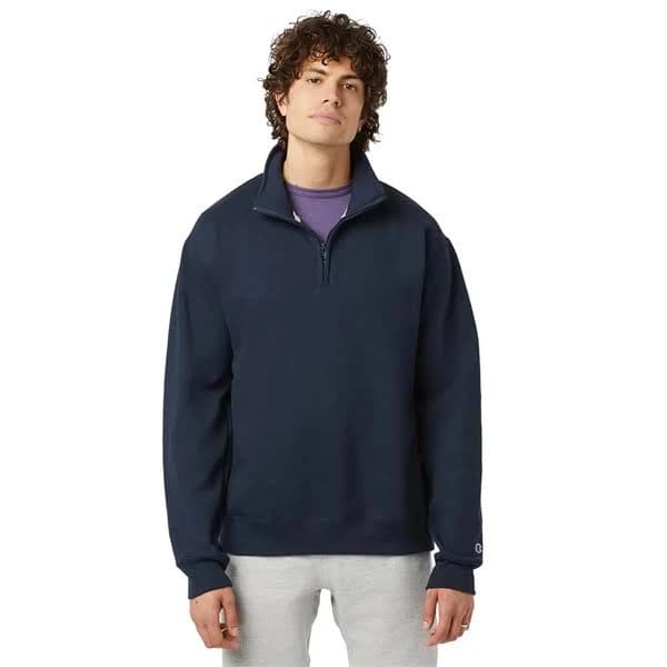 Personalized Champion 12 Pcs. Unisex Powerblend Quarter-Zip Pullover Navy 3XL