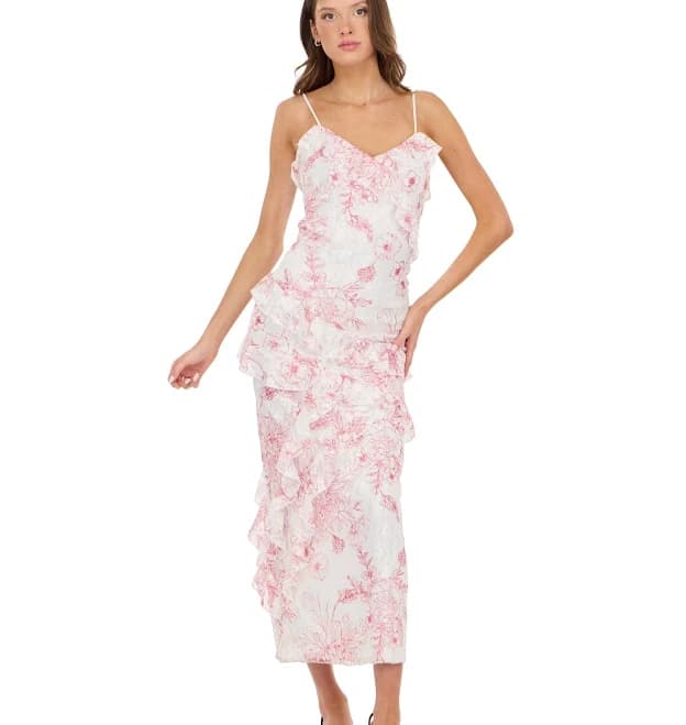 Forever 21 Women's Printed Ruffle Maxi Dress