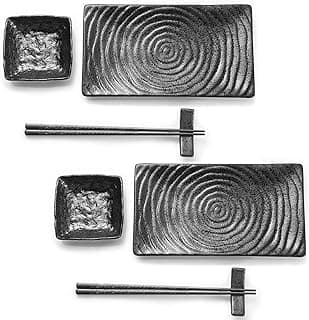 Youda 8-Piece Japanese Sushi Serving Set - Ceramic Sushi Plates, Soy Sauce Dishes, Chopsticks with Holders, Elegant Dinnerware for Sashimi, Nigiri, Asian Cuisine