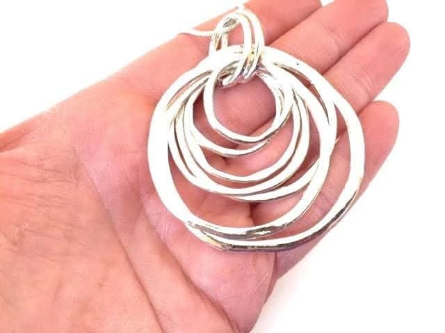 Shiny Silver Multi Ring Necklace